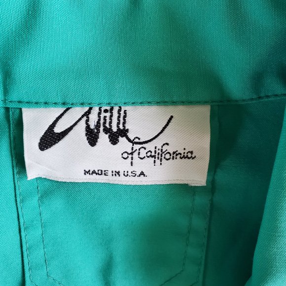 Vintage 80s Shirt Dress Women's Medium Green Career Secretary Pockets Belt Midi - Picture 4 of 14